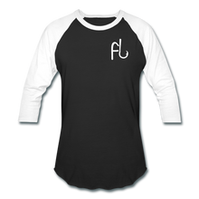 Load image into Gallery viewer, Flip Lures White logo Unisex Baseball T-Shirt - black/white
