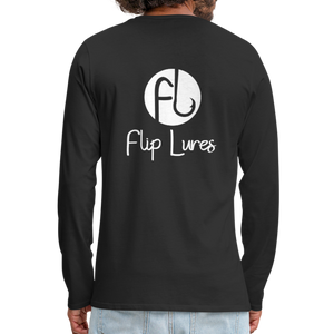 Flip Lures White Logo Back and Front Long Sleeve T - black