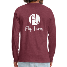 Load image into Gallery viewer, Flip Lures White Logo Back and Front Long Sleeve T - heather burgundy
