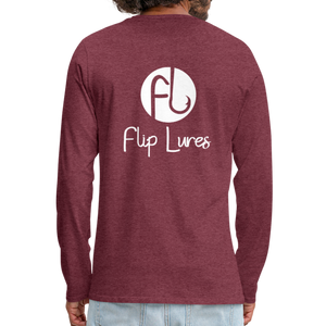 Flip Lures White Logo Back and Front Long Sleeve T - heather burgundy